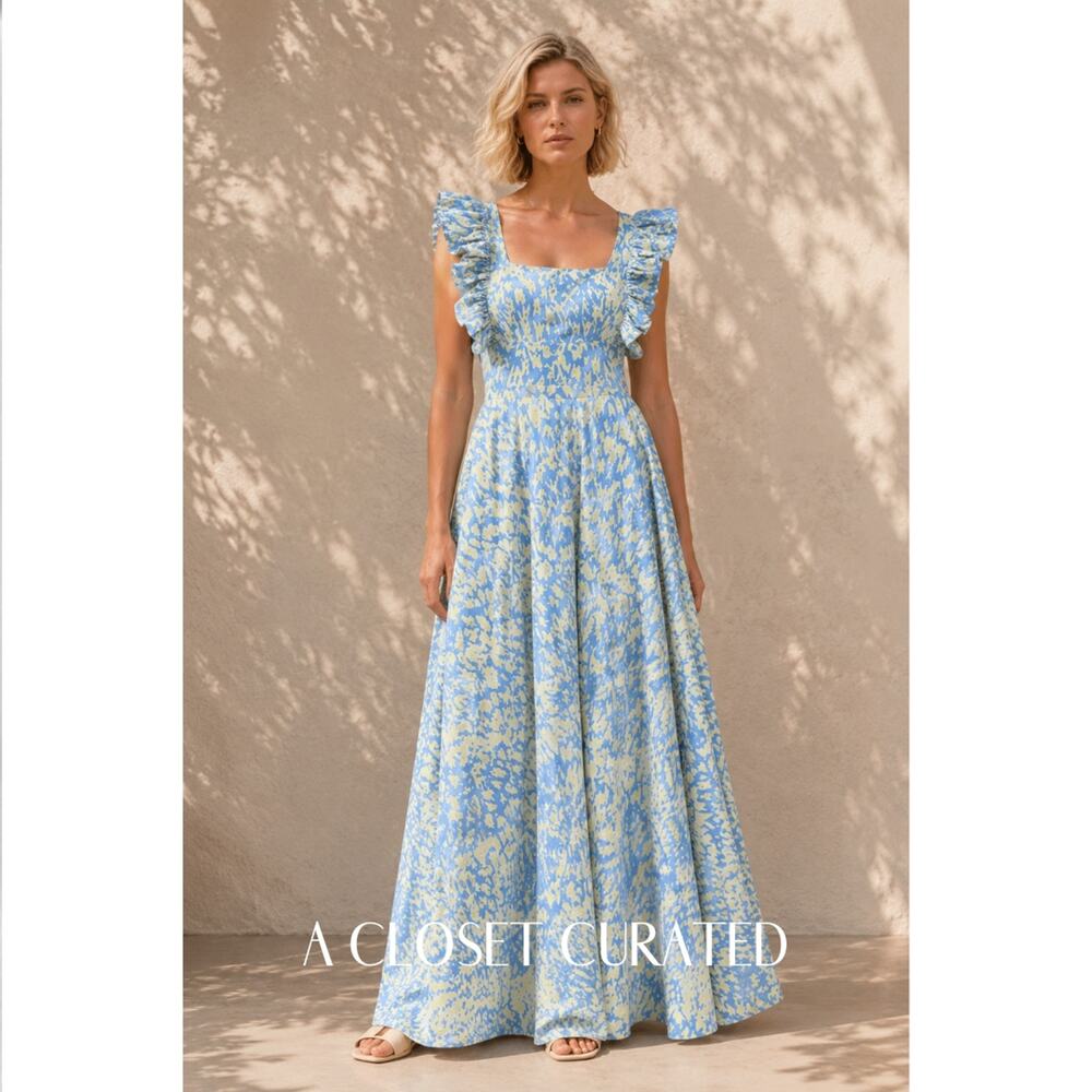 SIKA Efe Maxi Dress 0 Blue Yellow NEW